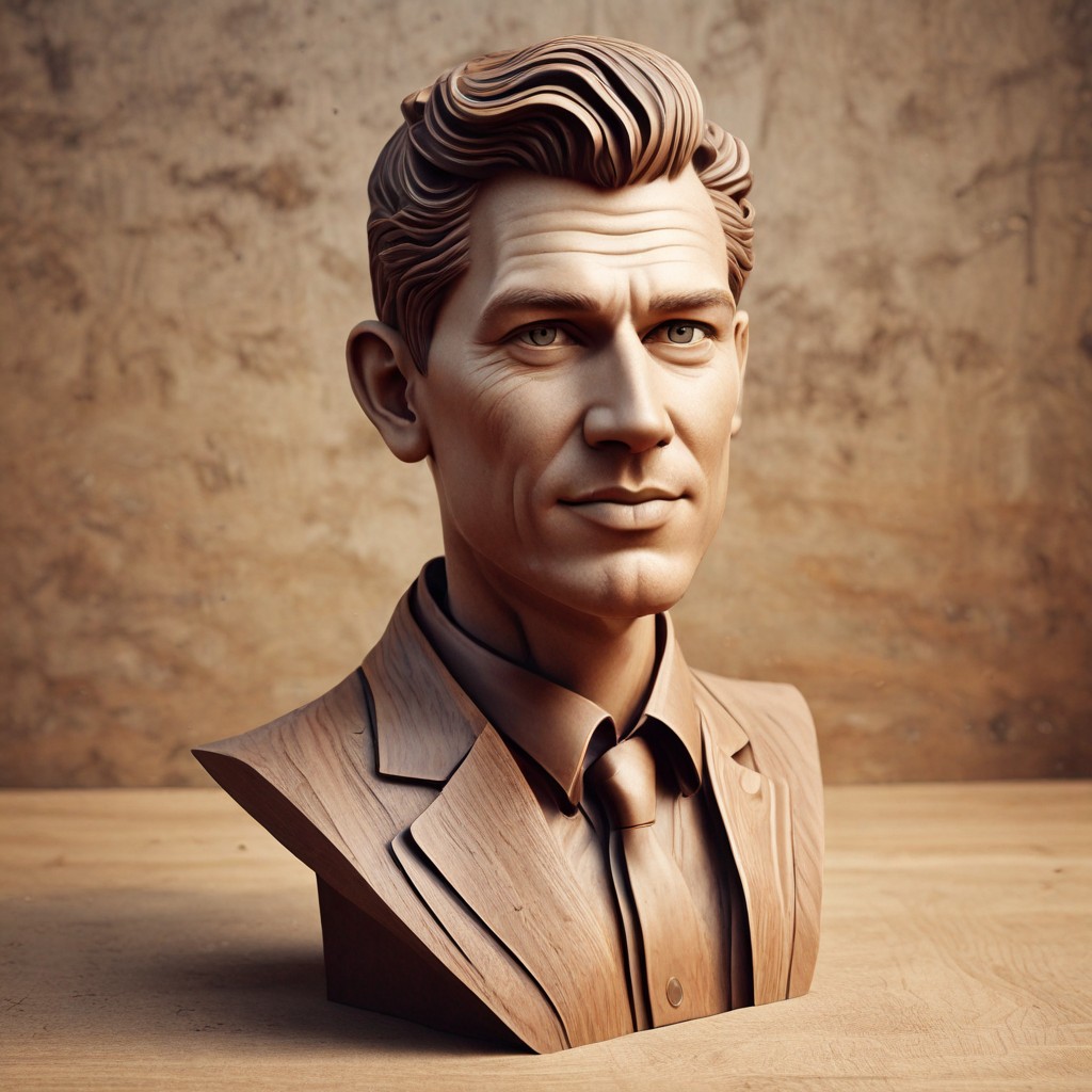 3D Wood Bust Photo Style