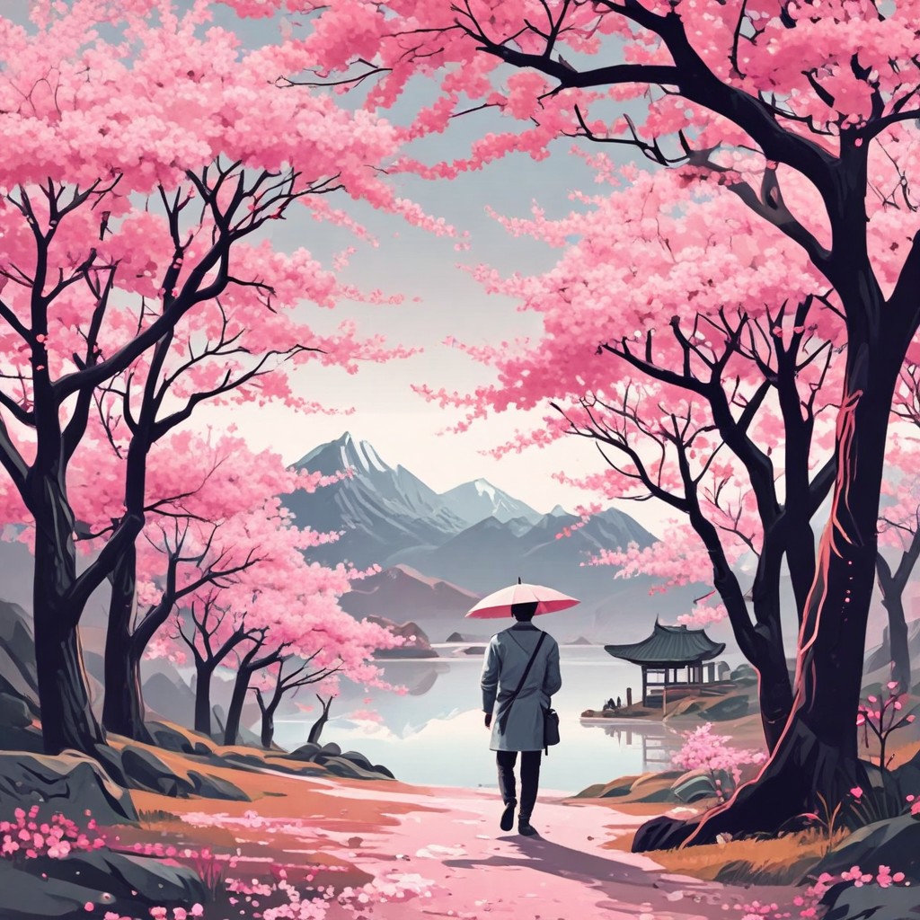Cherry Blossom Landscape Photo Style