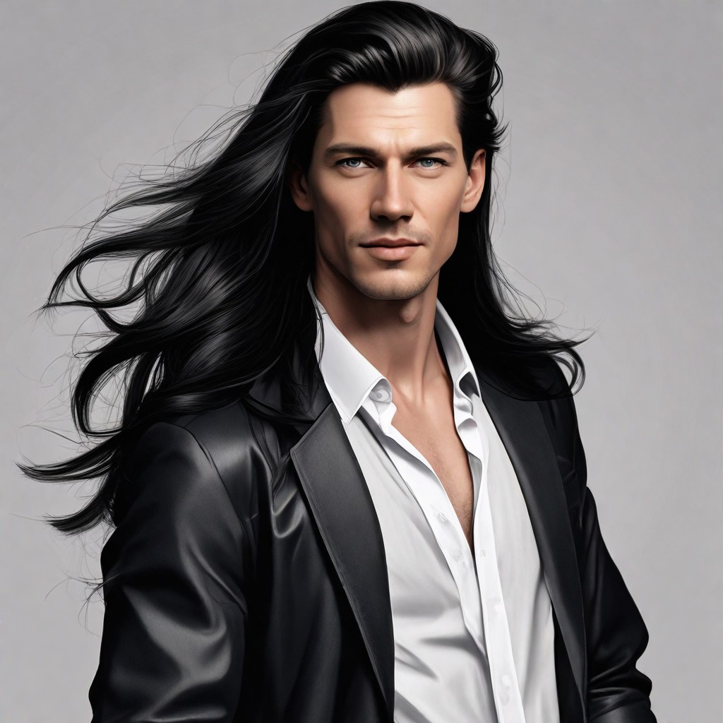 Fashion Model Long Black Hair Photoreal Photo Style