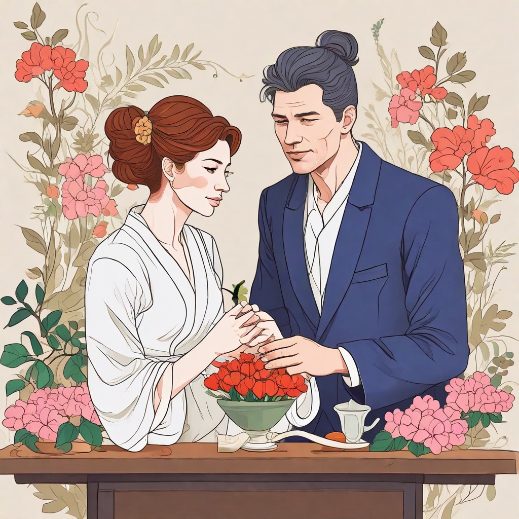 Ikebana Romance Couple Kissing Photo Style