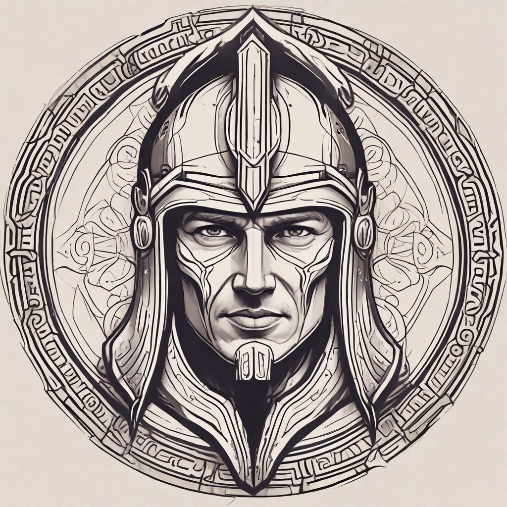 Spartan Helmet Calligraphic Photo Style