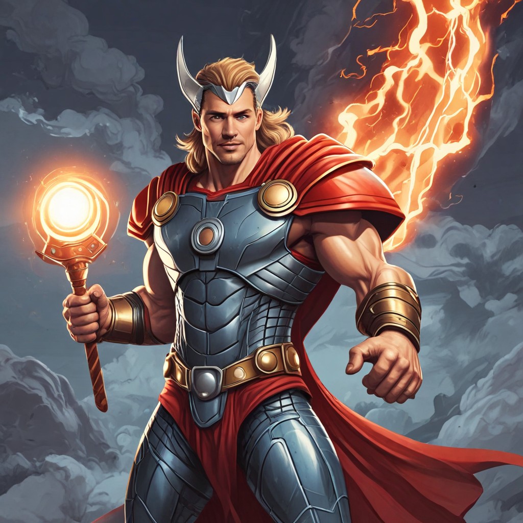 Thor with Mjolnir and Iron Man Photo Style