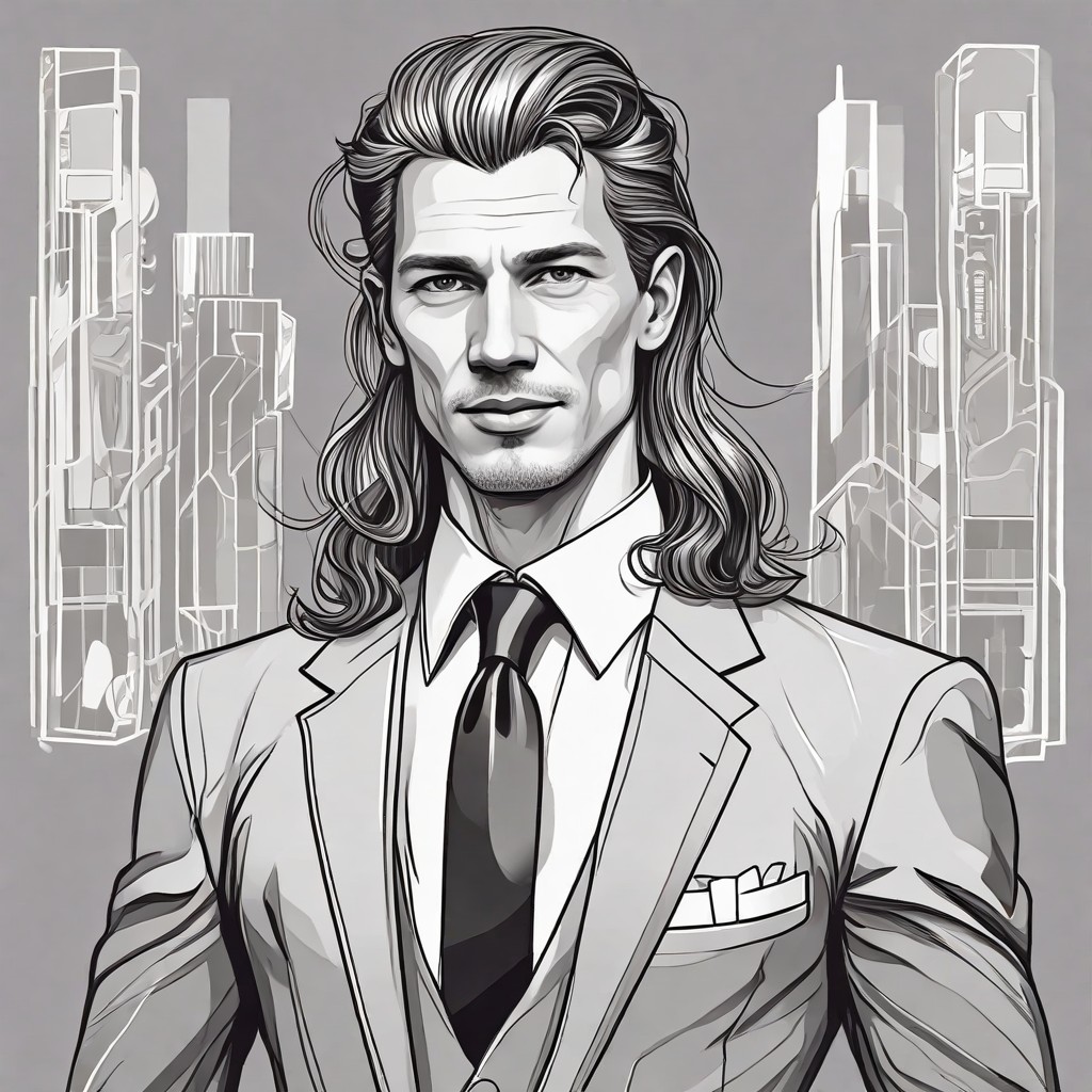 Three-Piece Suit with Long Hair Photo Style