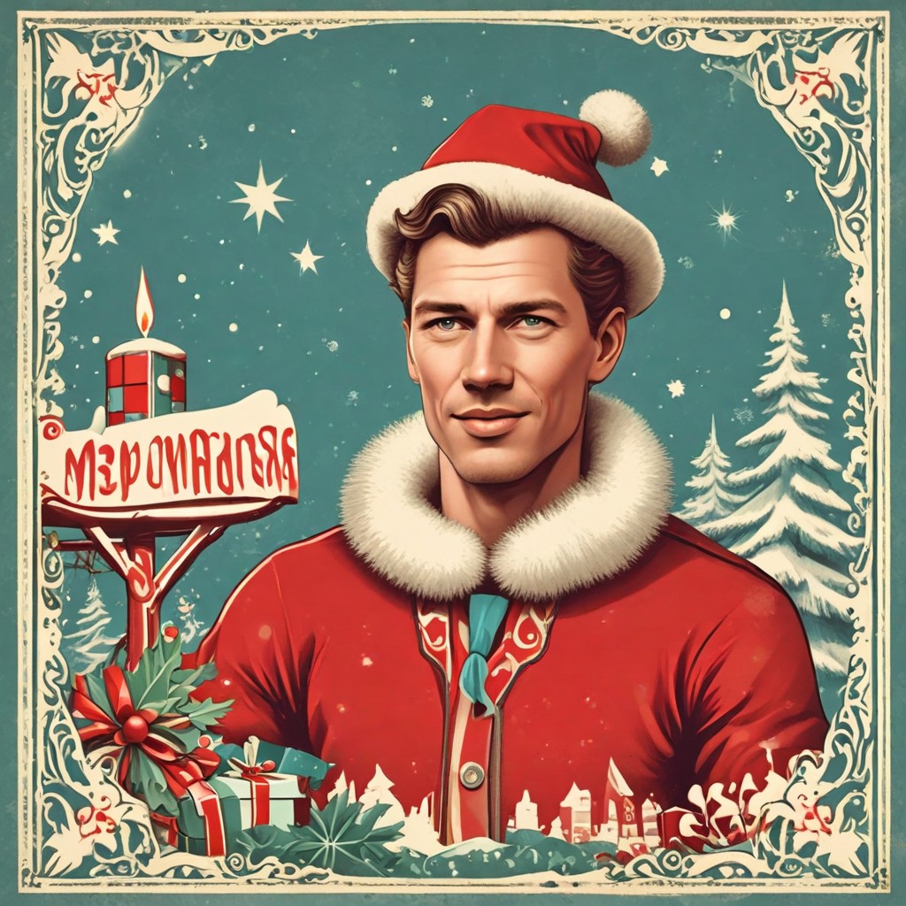 Vintage Retro Christmas Card Photo Style