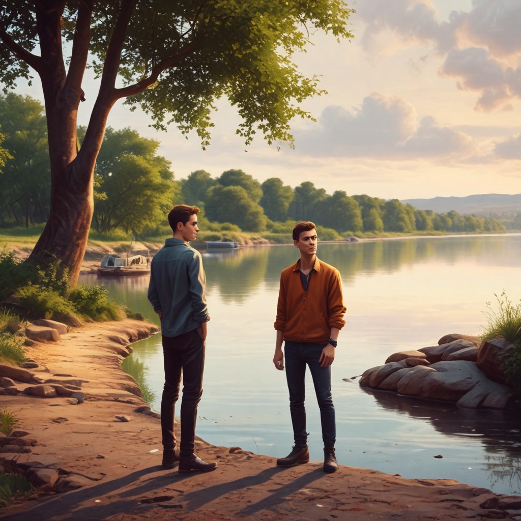 4 Boys Standing Near River Photo Style