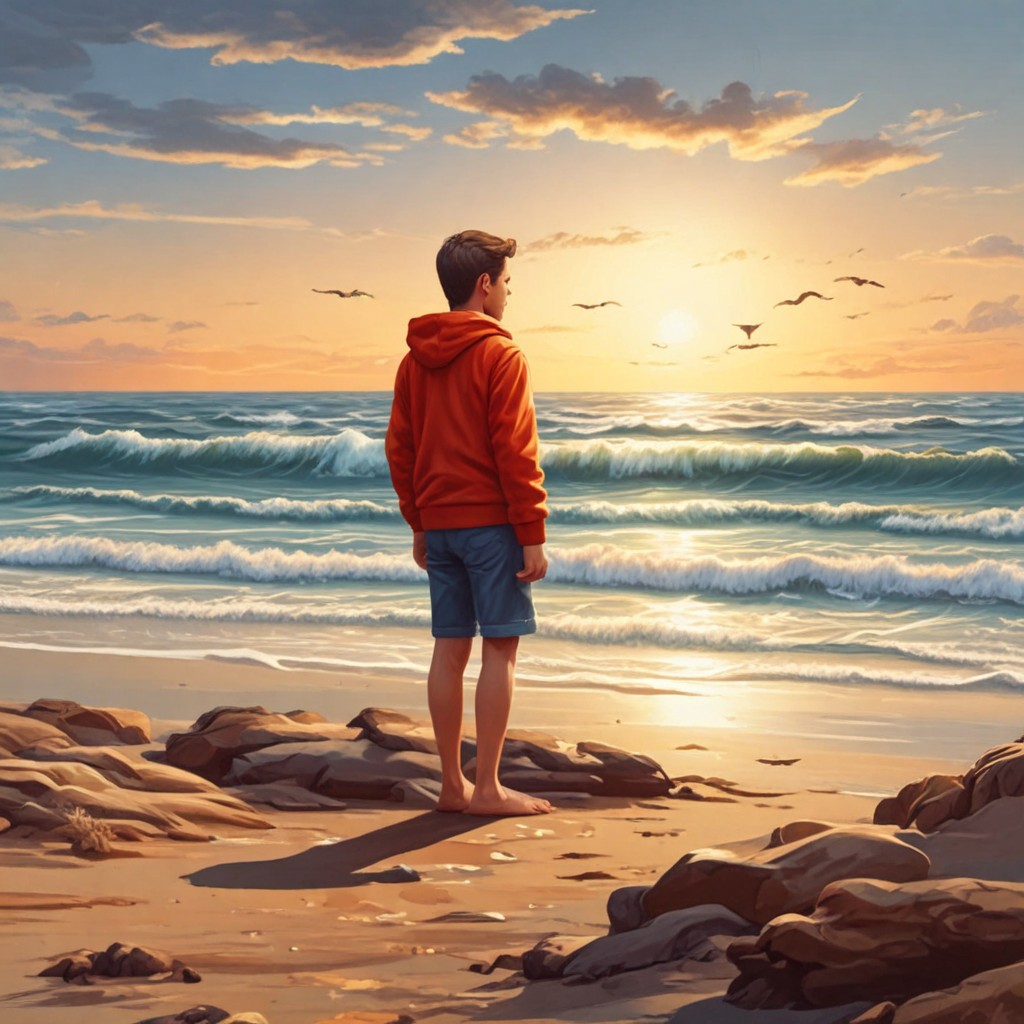 5-Year-Old Boy Standing Near Sea Photo Style