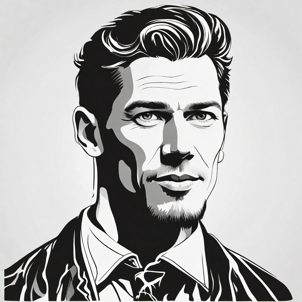 Black and White Portrait Silhouette Stencil Vector Photo Style