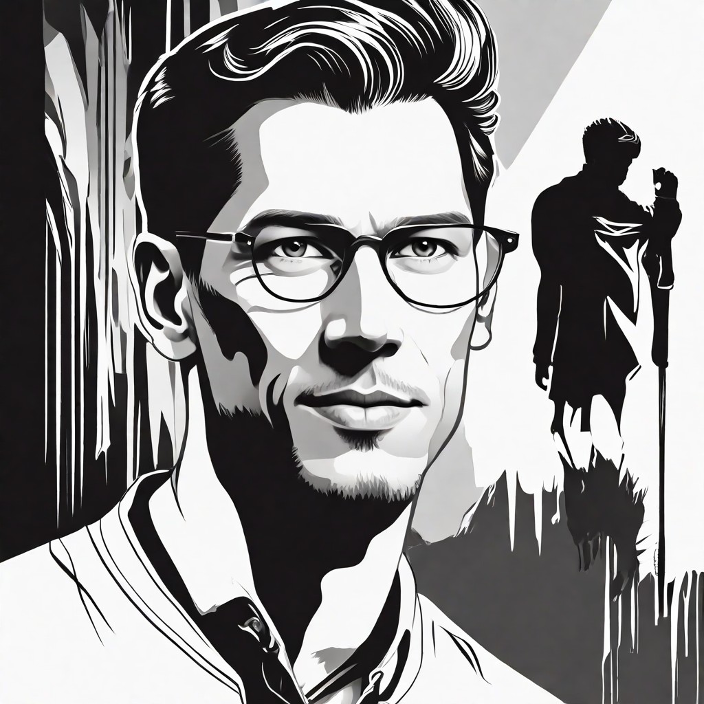 Black and White Silhouette Stencil Vector Portrait Photo Style