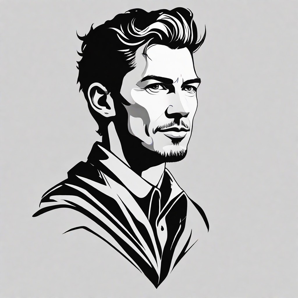 Black Portrait Silhouette Stencil Vector Photo Style