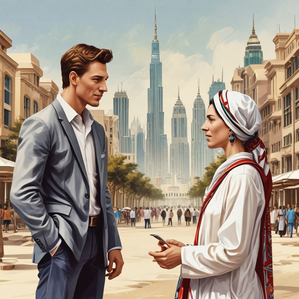 Boy and Girl Talking: Canada to Dubai Photo Style
