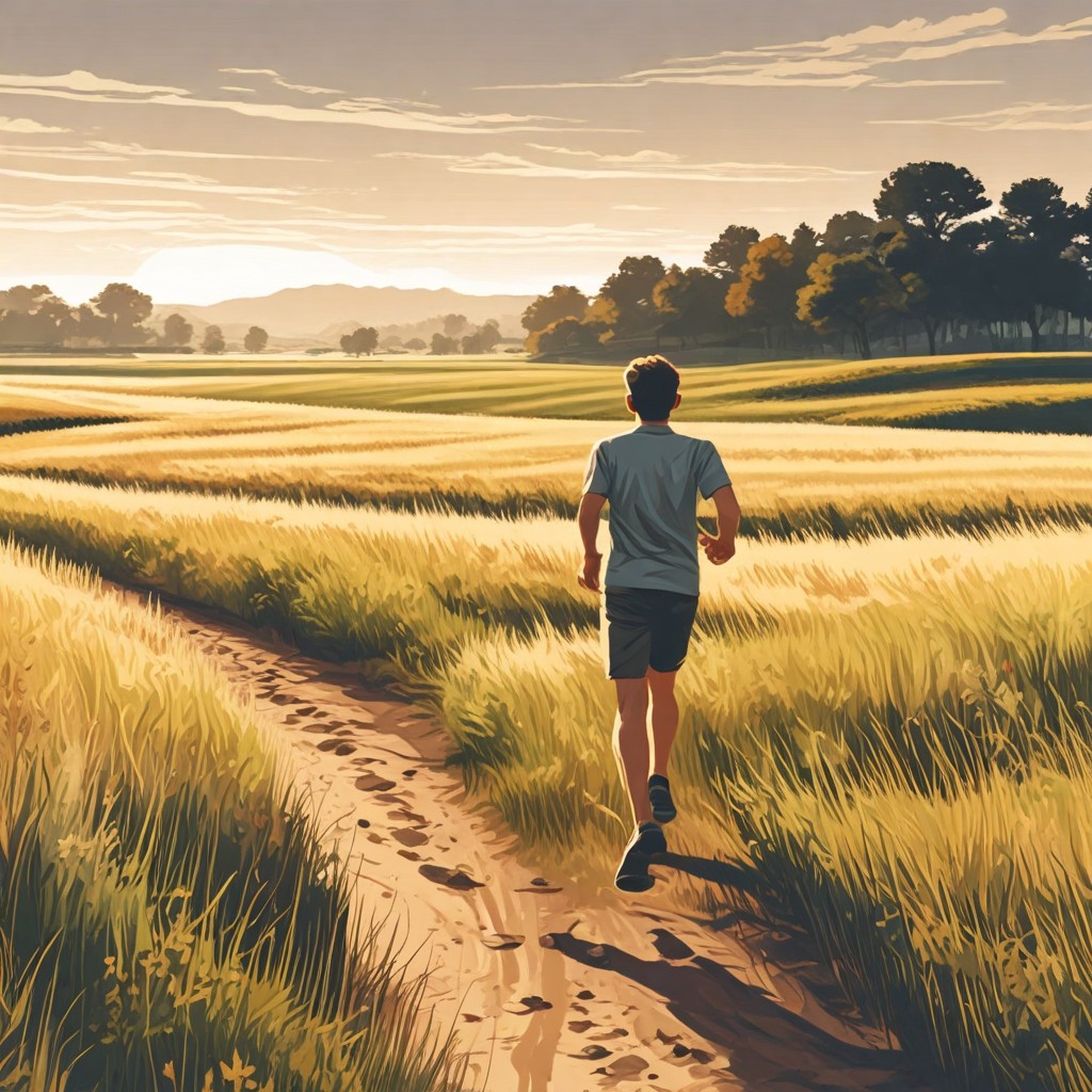 Boy Running in Field Photo Style