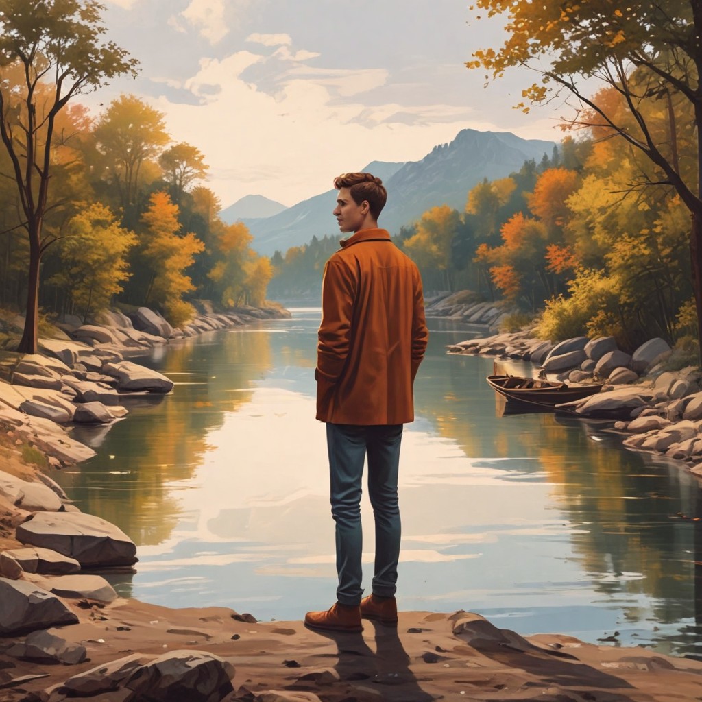 Boys Standing Near River Photo Style