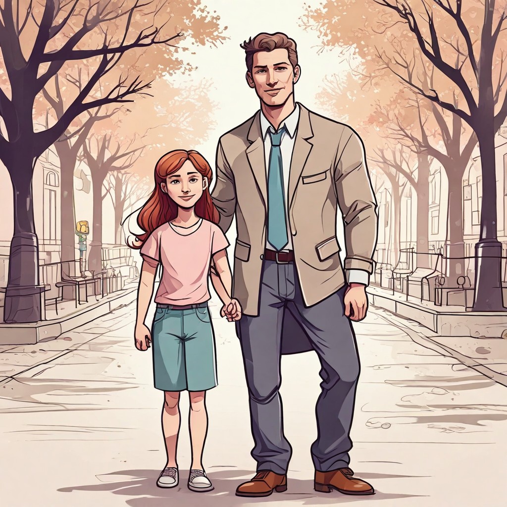Cartoon Father and Daughter Photo Style