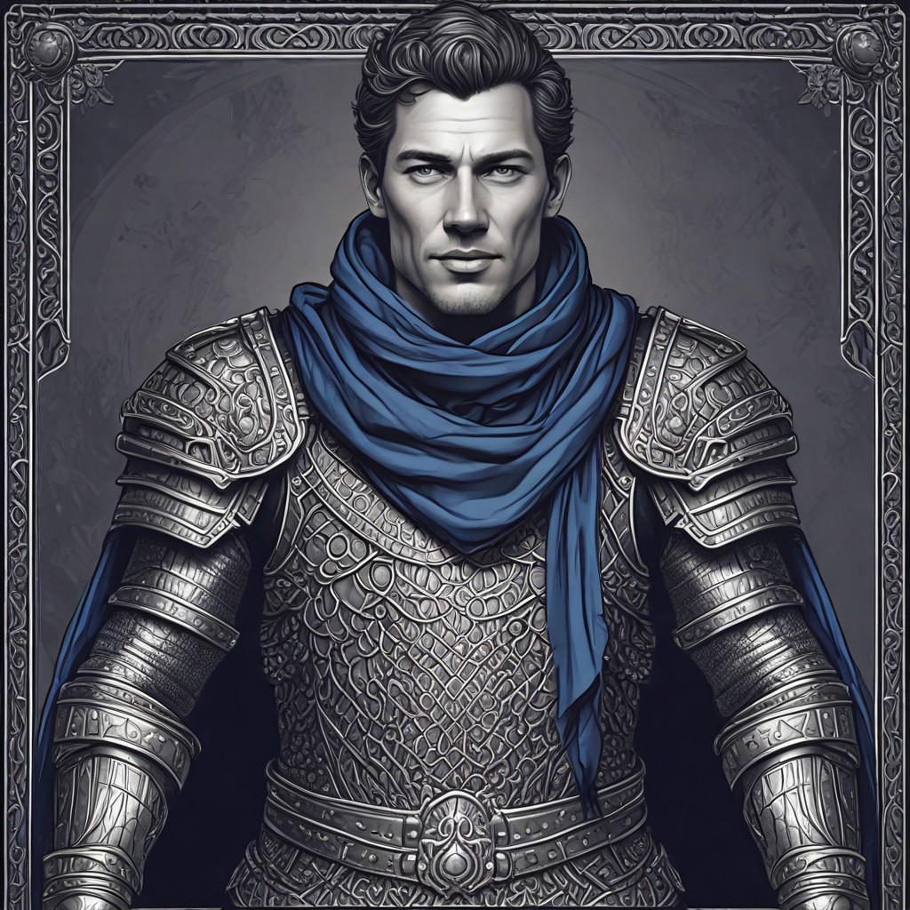 Chainmail Armor with Dark Blue Scarf Photo Style