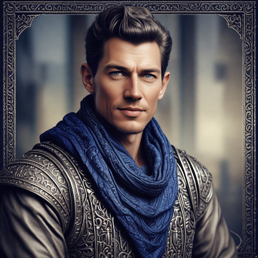 Chainmail with Dark Blue Scarf Photo Style