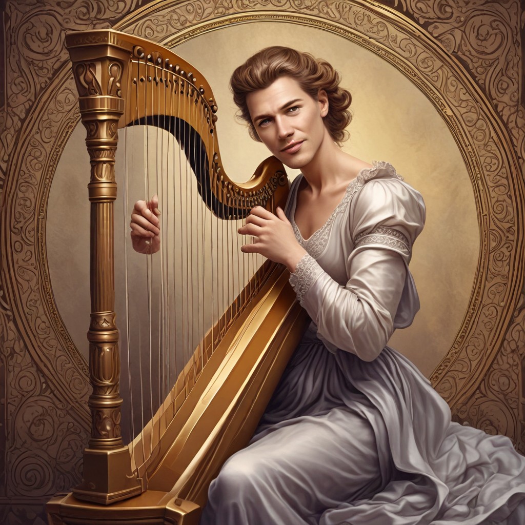 Female Singer with Harp Photo Style