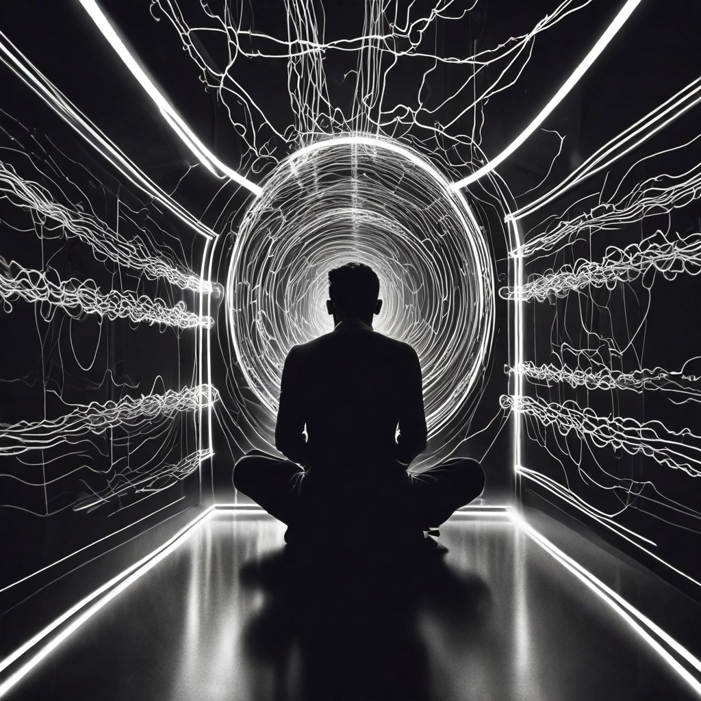 Man in Sajda in Dark Room with Light Photo Style