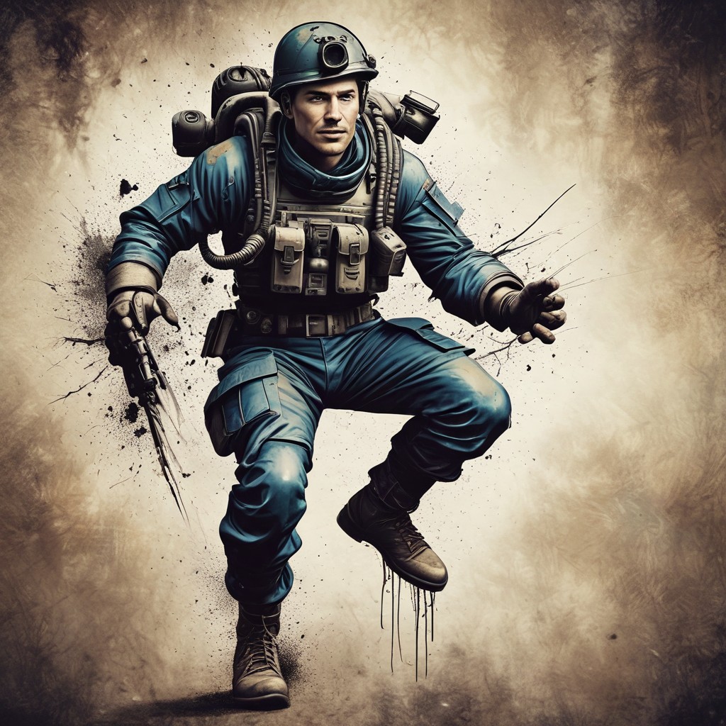 Marine Bursting Through a Wall Photo Style