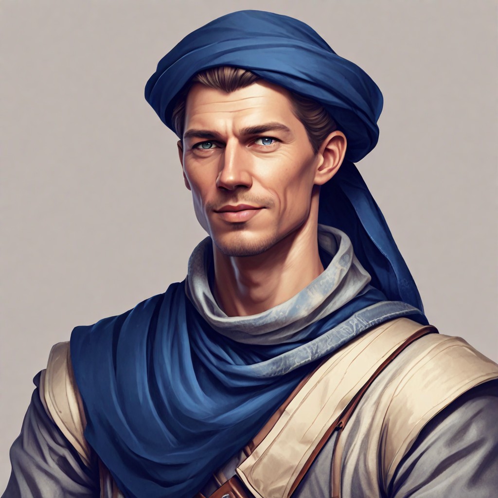 Medieval Soldier with Dark Blue Scarf Photo Style