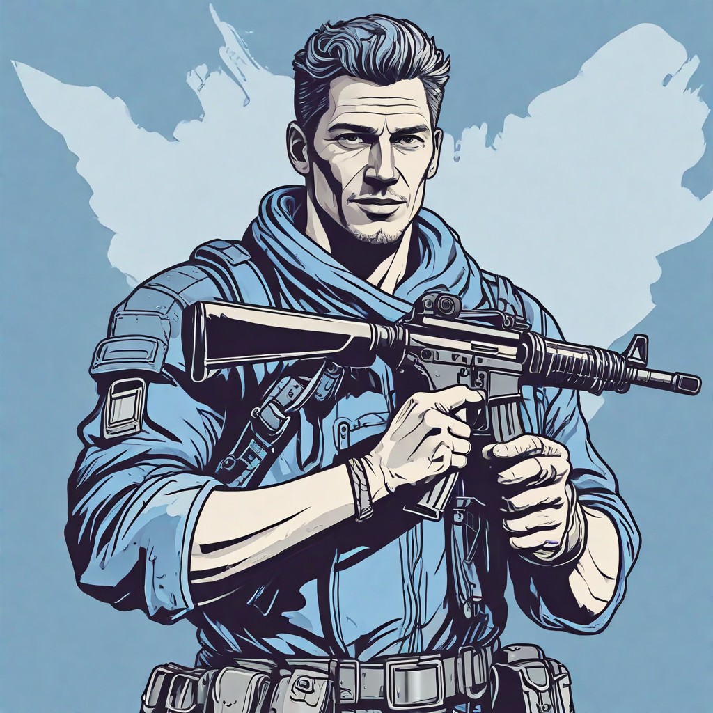 Mercenary in Blue Photo Style