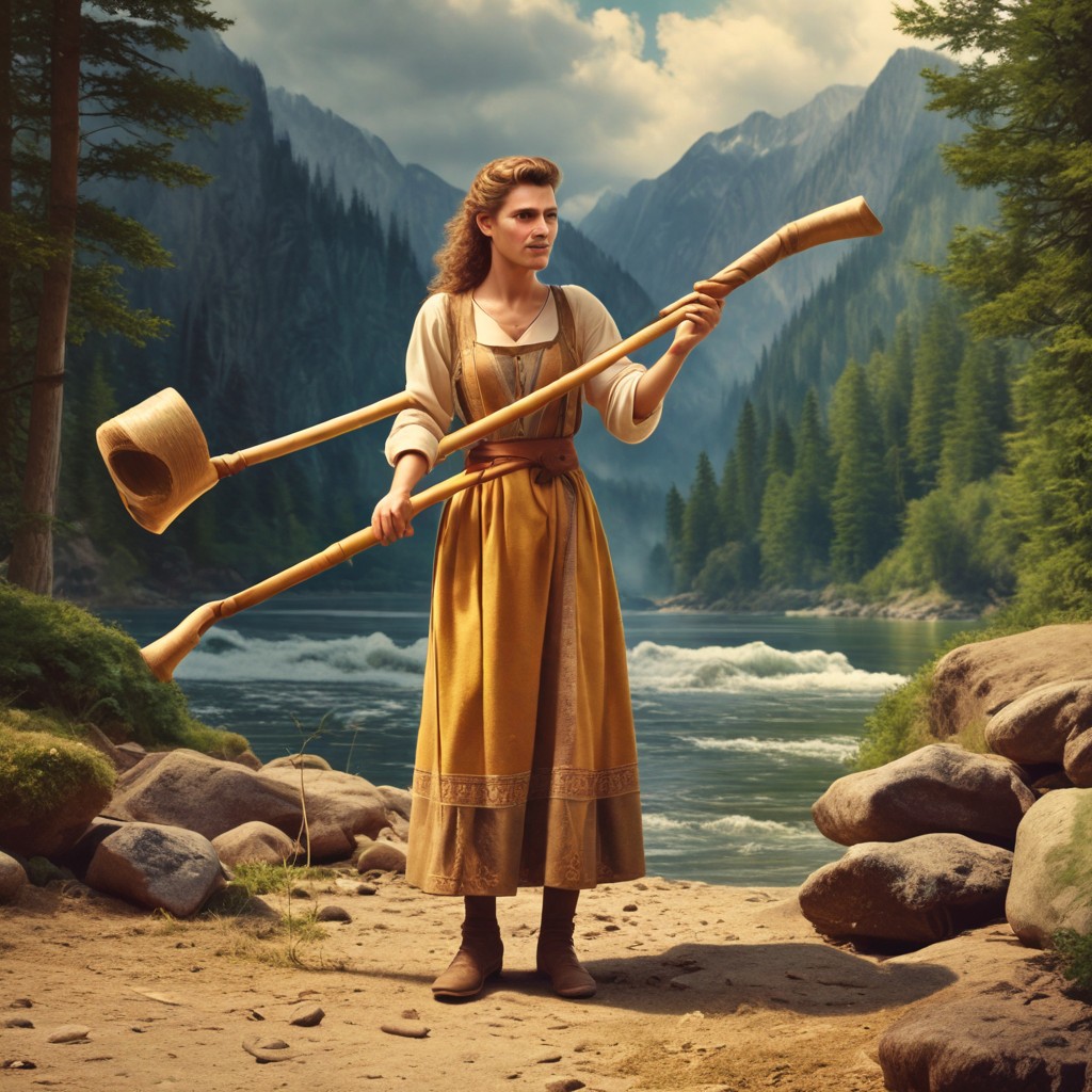 Movie Picture of a Female Singer with an Alphorn Photo Style