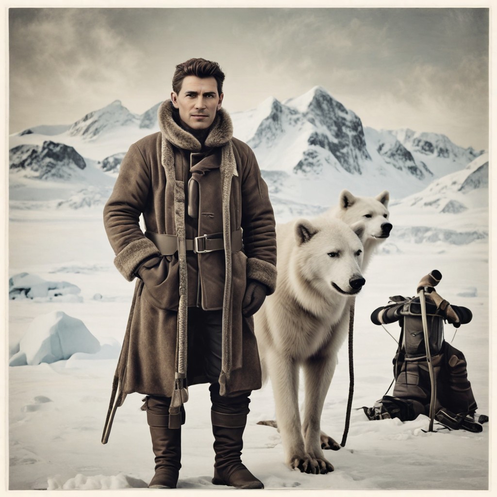 Old Photo of Arctic Explorers Photo Style