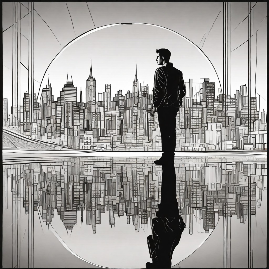 Outline of City Buildings Reflecting Vistas Photo Style