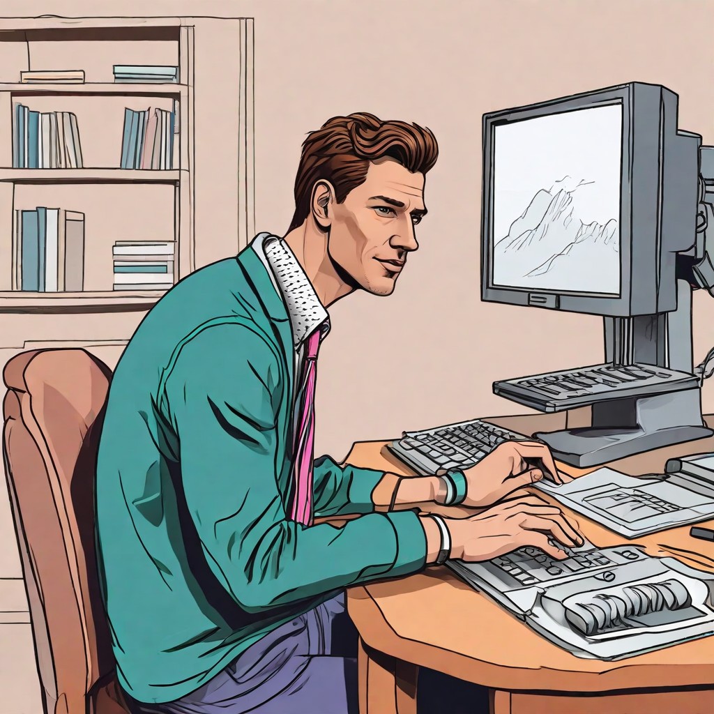 Realism Color Man on a Computer Photo Style