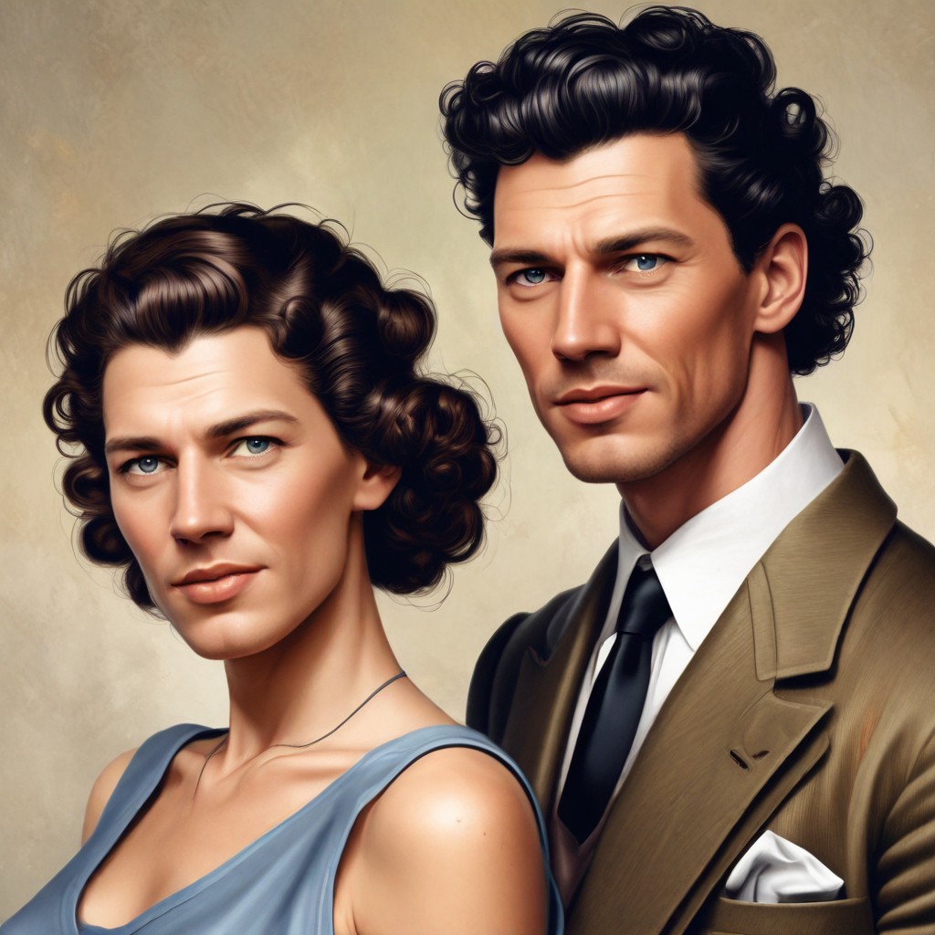 Realistic Color 1930s Woman with Black Curly Hair Photo Style