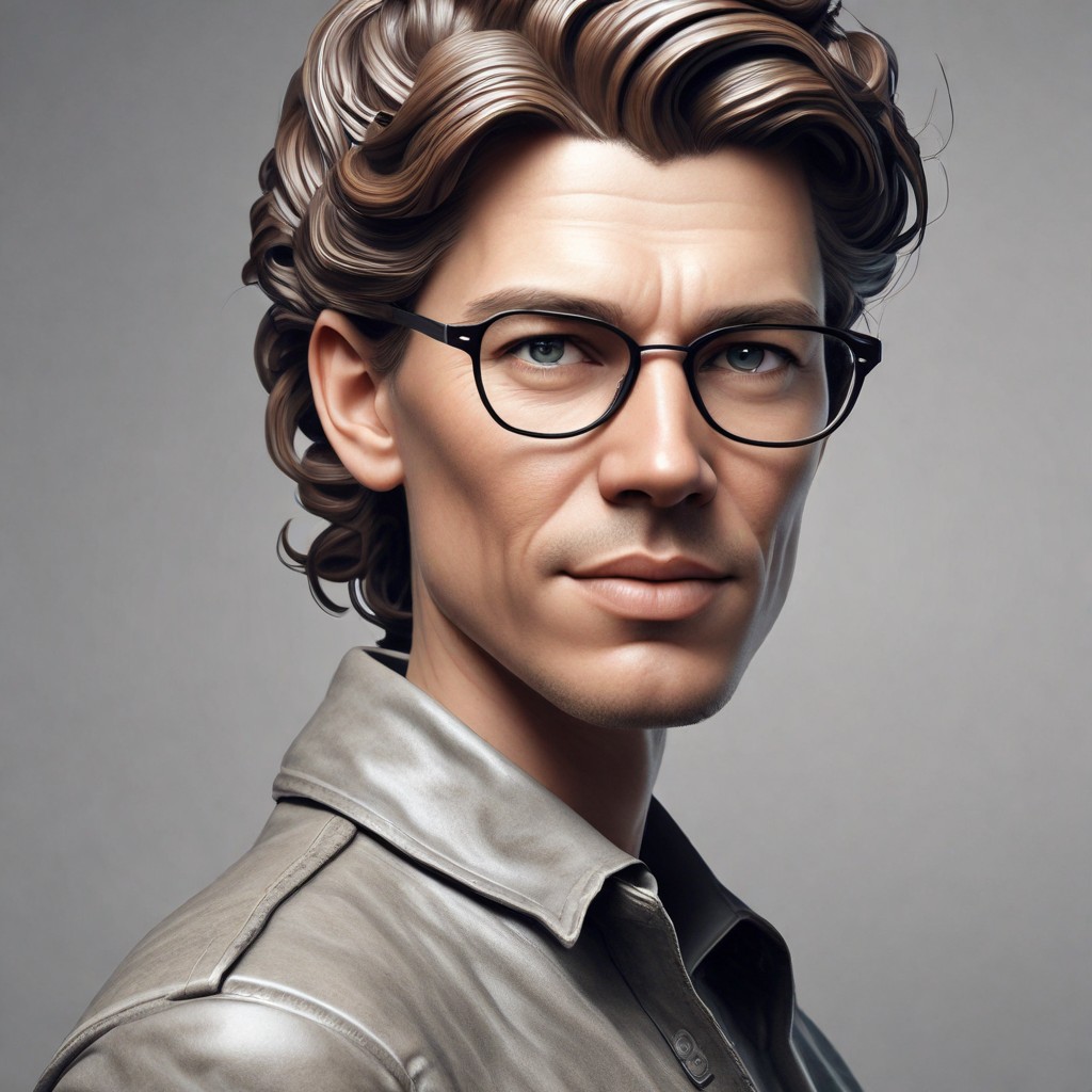 Realistic Sculpture of a Woman with Glasses Photo Style