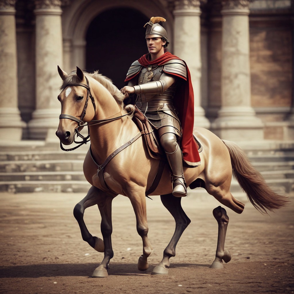 Roman Soldier on Horse Photo Style
