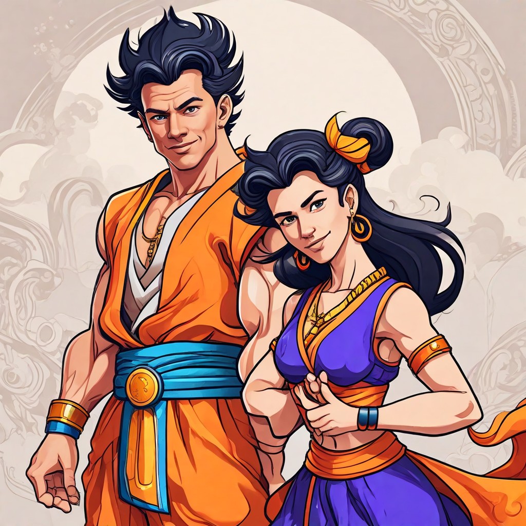Saiyan Goku and Chi-Chi in Aladdin Photo Style