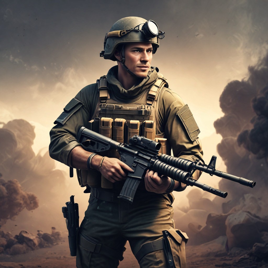 Special Forces Soldier with Weapon and Helmet Photo Style