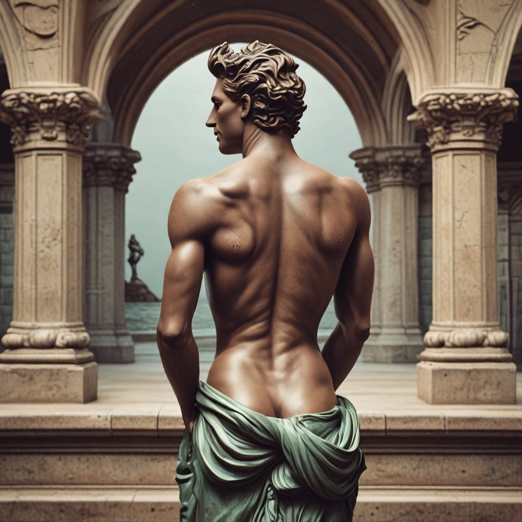 Statue Mermaid Back View Photo Style