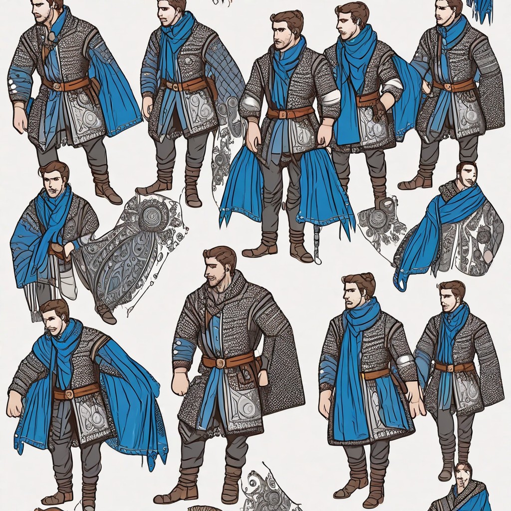 Studded Gambeson with Blue Scarf Photo Style