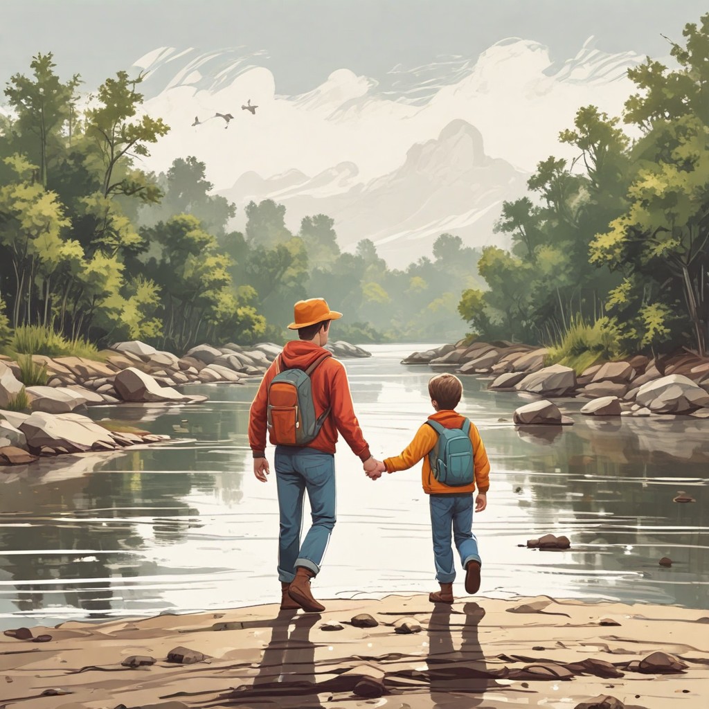 Two Six-Year-Old Boys by River Photo Style