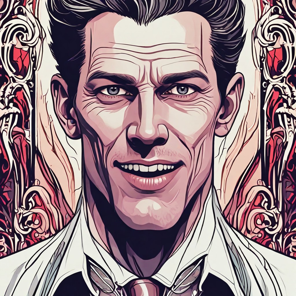 Vampire with Long Teeth in Colors Photo Style