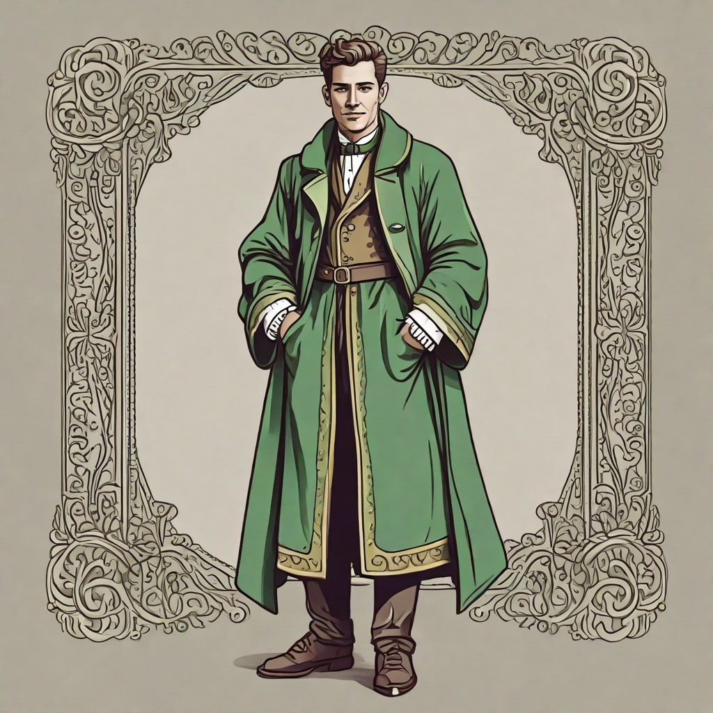 Victorian Man in a Green Robe Photo Style