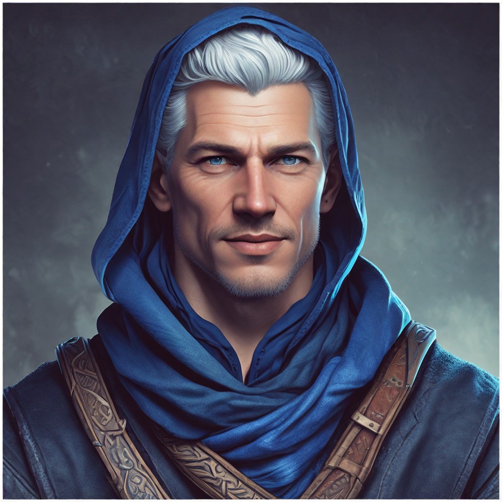 Witcher with Dark Blue Scarf Photo Style
