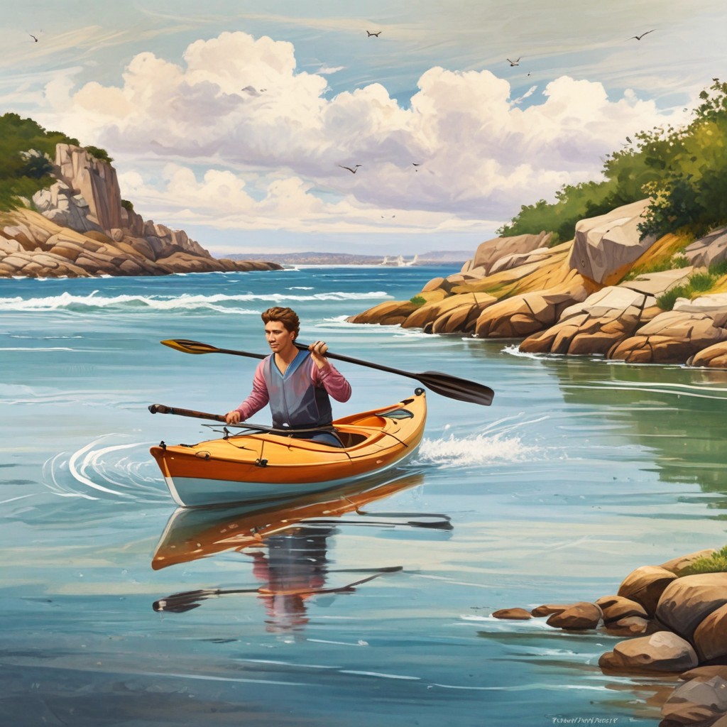 Woman Kayaking in Brittany Photo Style