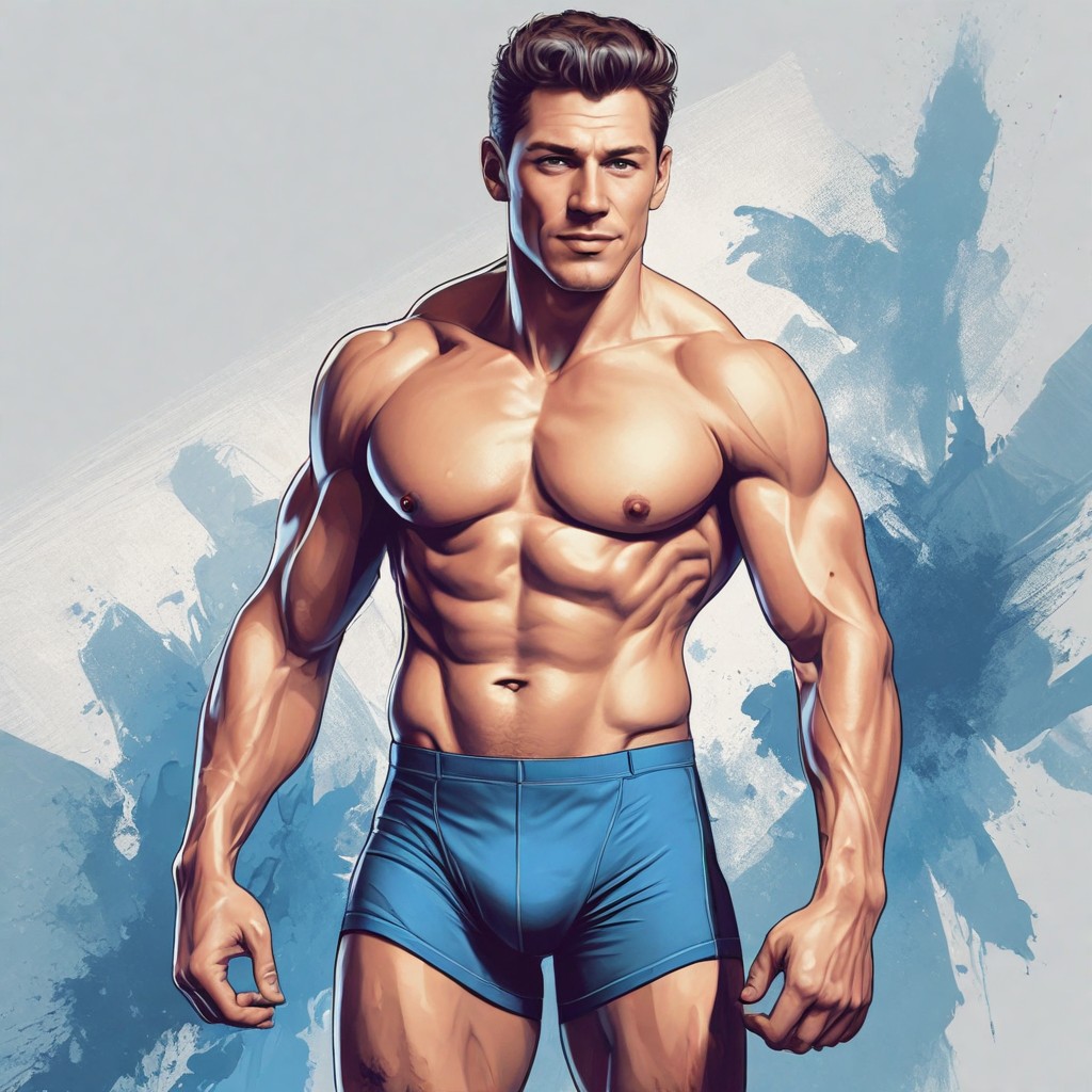 Wrestler in Blue Briefs Photo Style