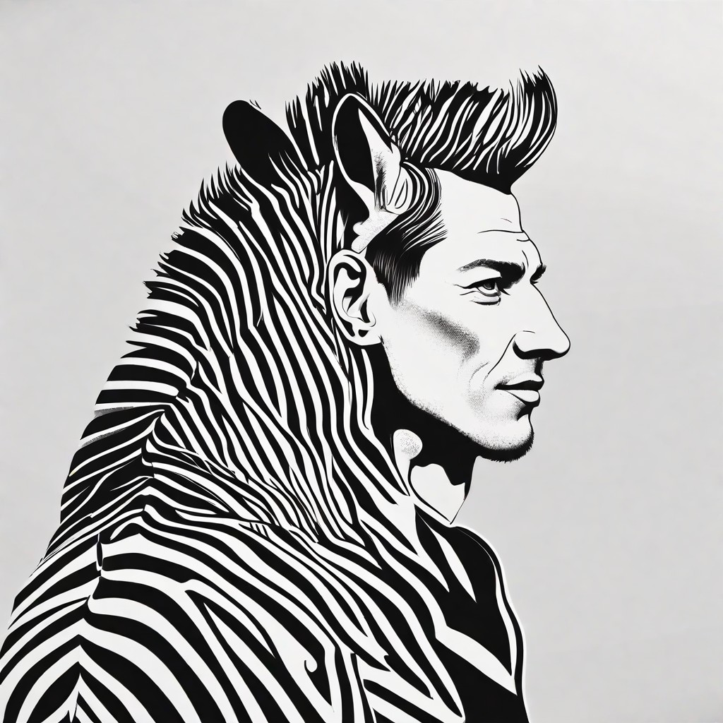 Zebra Lines Silhouette Stencil Vector Portrait Photo Style