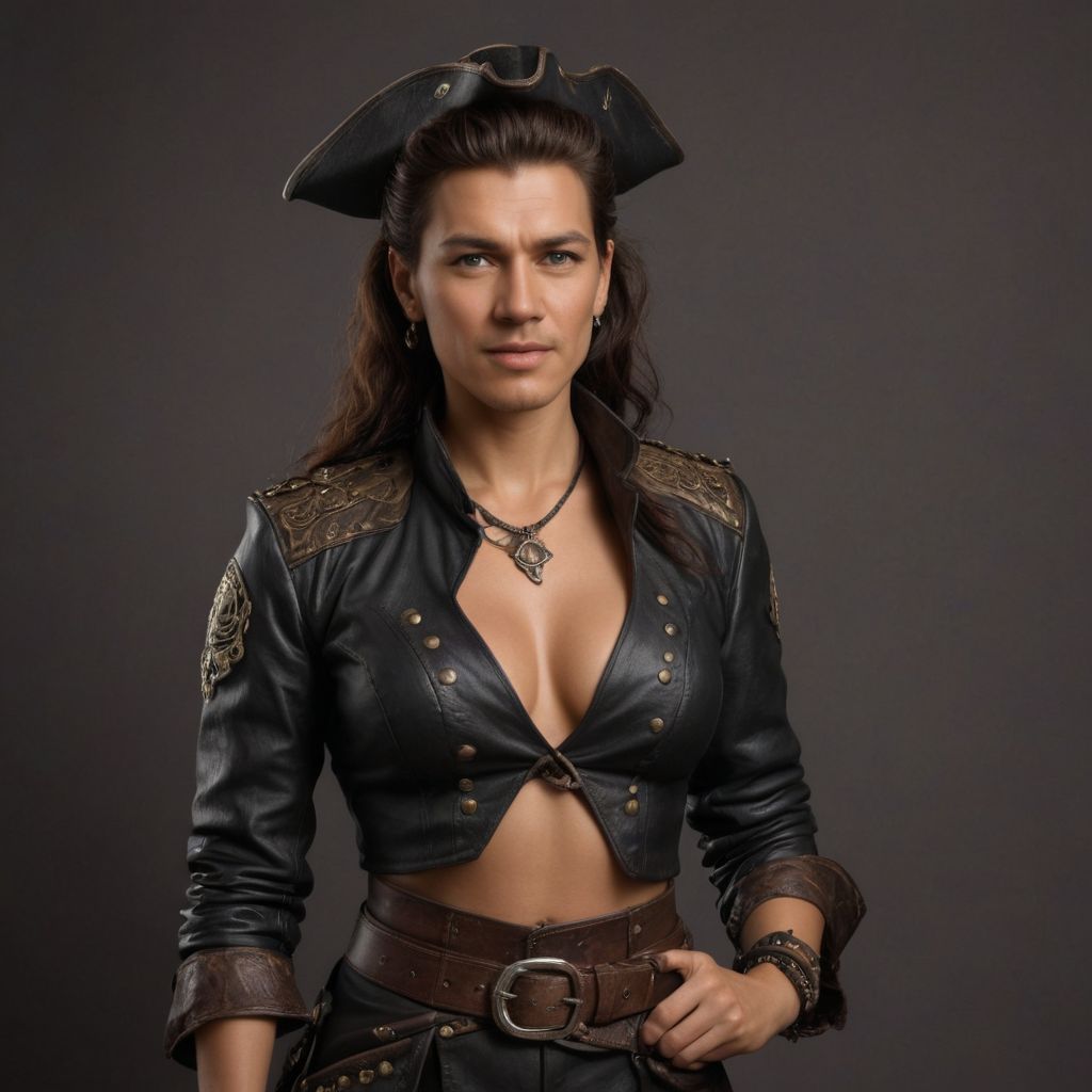 Asian Samoan Female Pirate in Leather Photo Style
