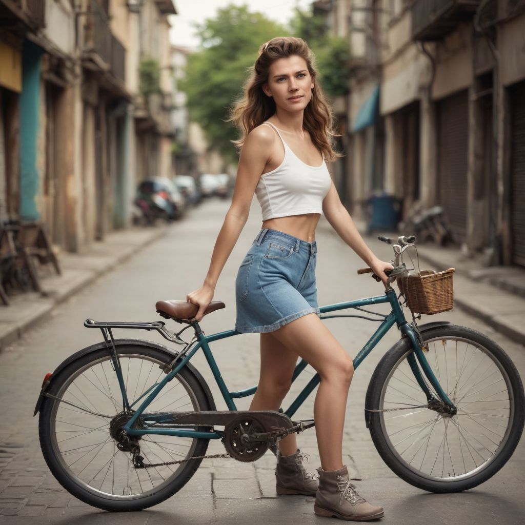 Bike Girl Color Photo Photo Style
