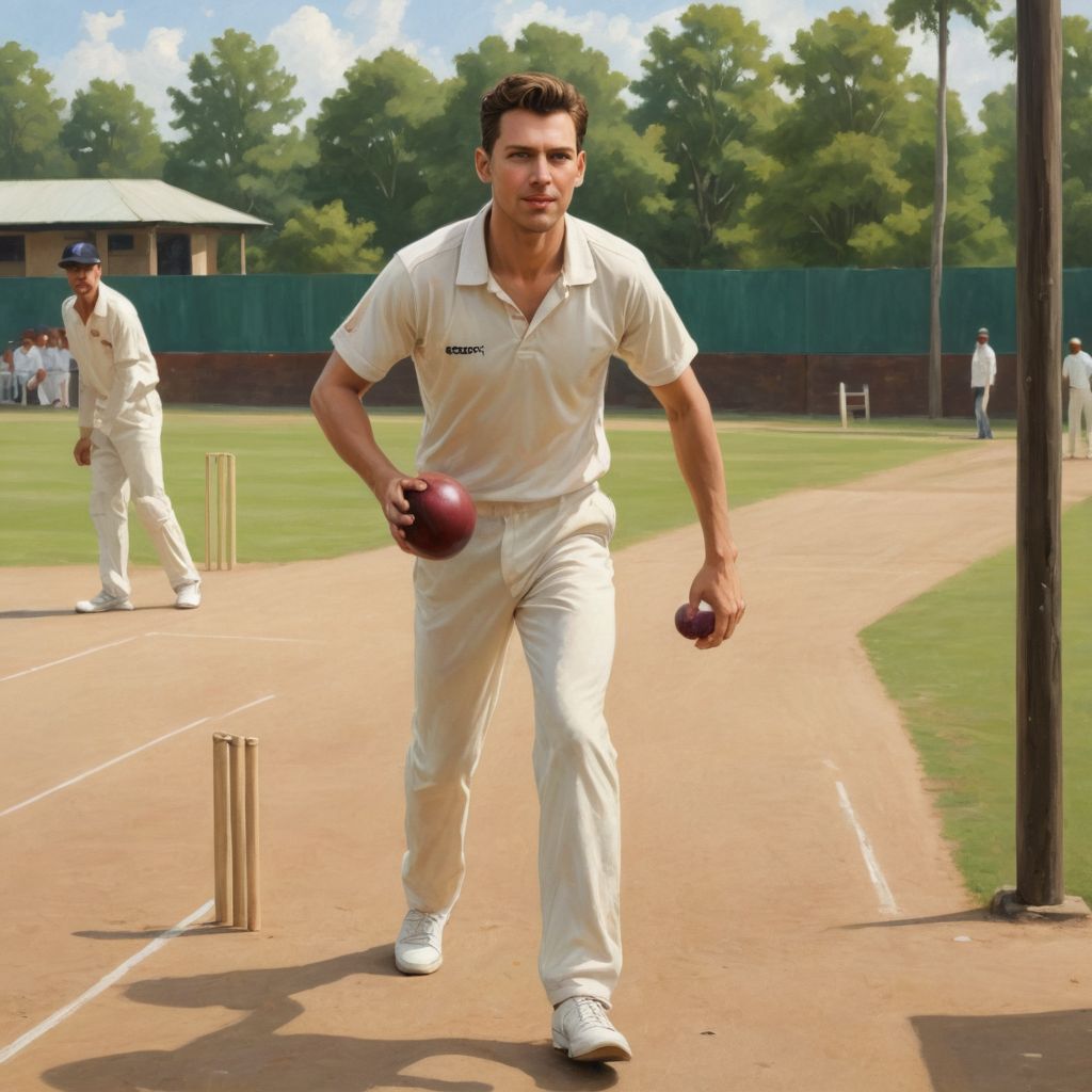 Bowling in a Cricket Ground Photo Style