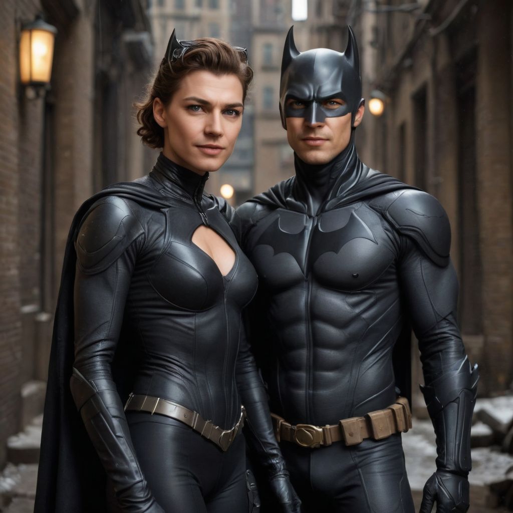Catwoman and Batman in Love Photo Style