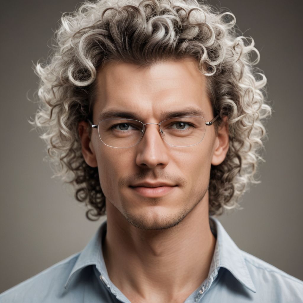 Curly Hair with White Glasses Photo Style