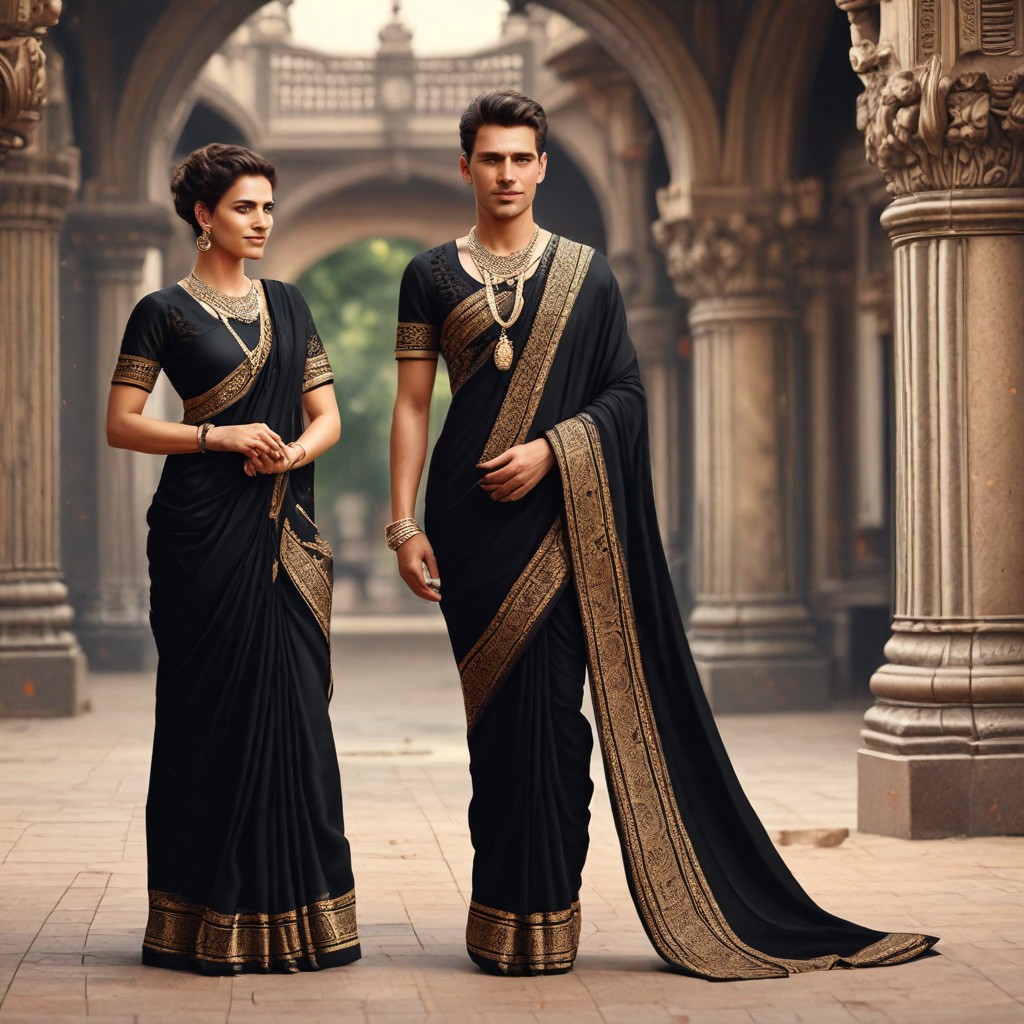 Elegant Black Saree Photo Style