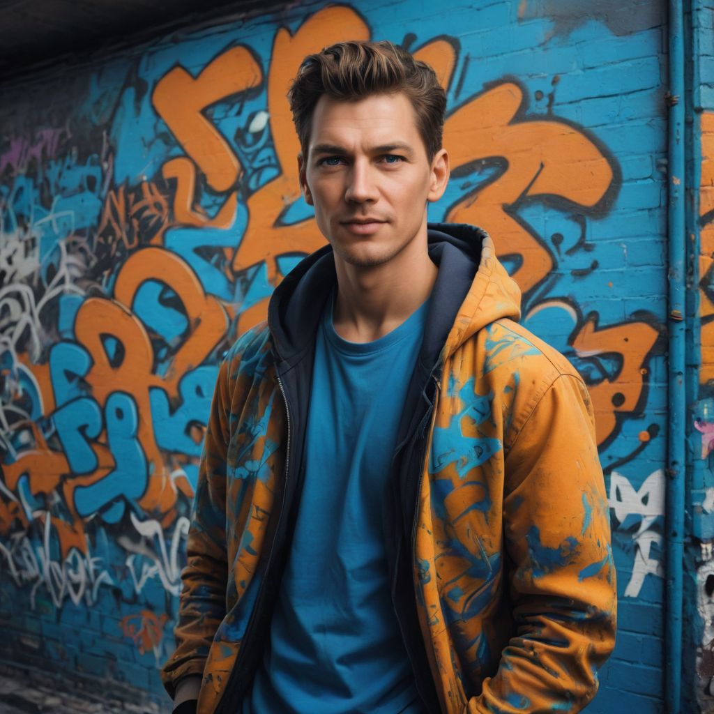 Graffiti Neon in Blues, Oranges, and Yellows Photo Style