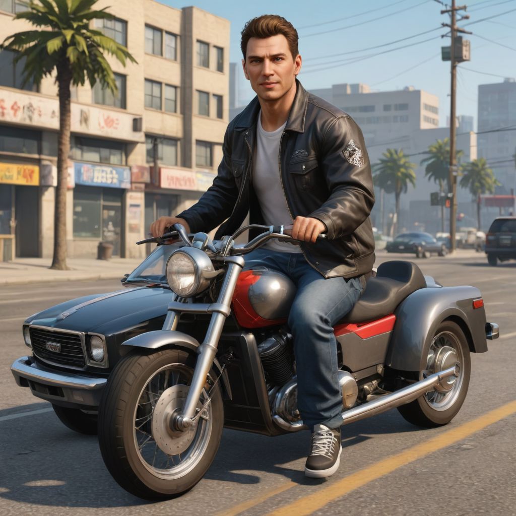 GTA Character Riding Car Photo Style